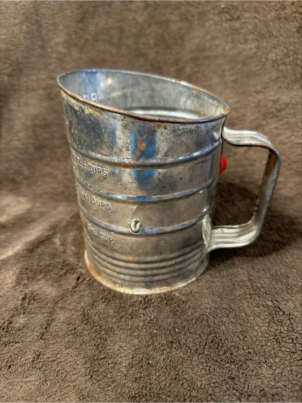 Measuring Sifter - Vintage Metal Flour Sieve (Gray)